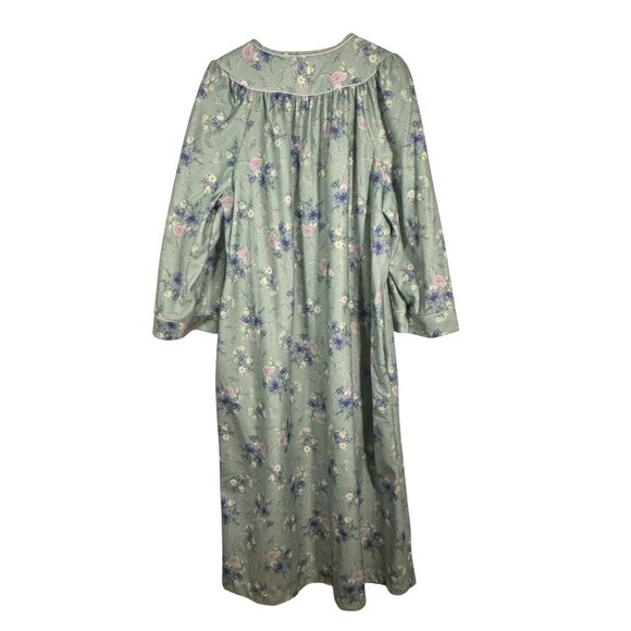 VTG Catherines Womens Green Floral Long Sleeve Button-Front Nightgown SZ 3XL - Picture 3 of 8